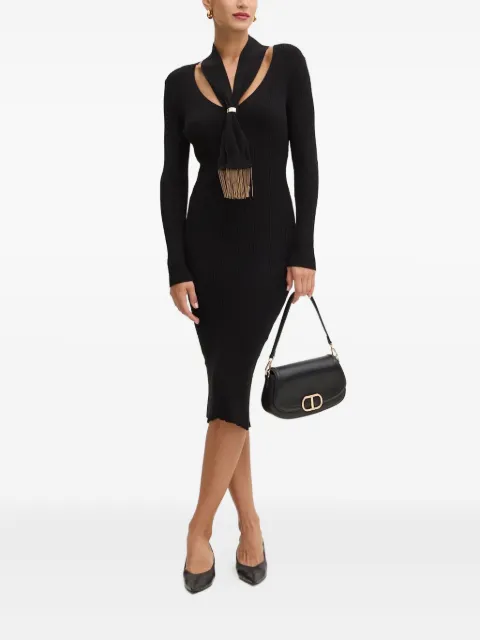 SIMONA CORSELLINI scarf-detail ribbed dress Black ABE03