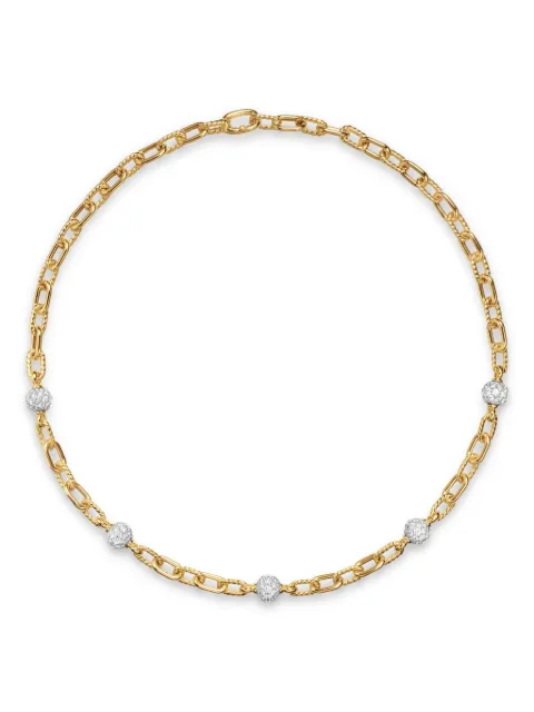 David Yurman 18kt yellow gold DY Madison beaded diamond necklace (6mm) Gold N18559D88ADI