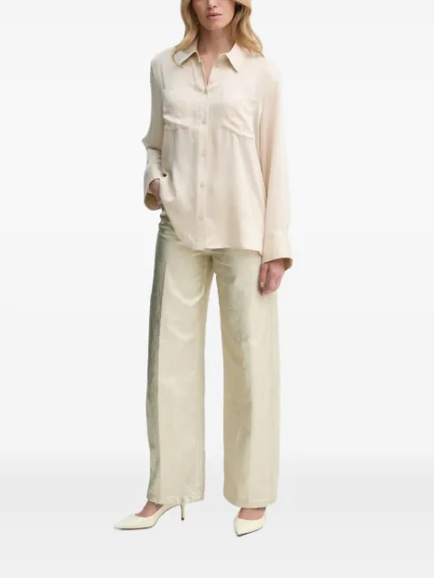 Gestuz pocket-detail satin shirt Neutrals 10909853