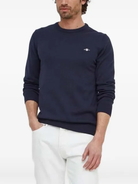 Gant logo-embroidered crew-neck sweater Blue 8030561