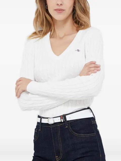 Gant cable-knit v-neck jumper White 4800101