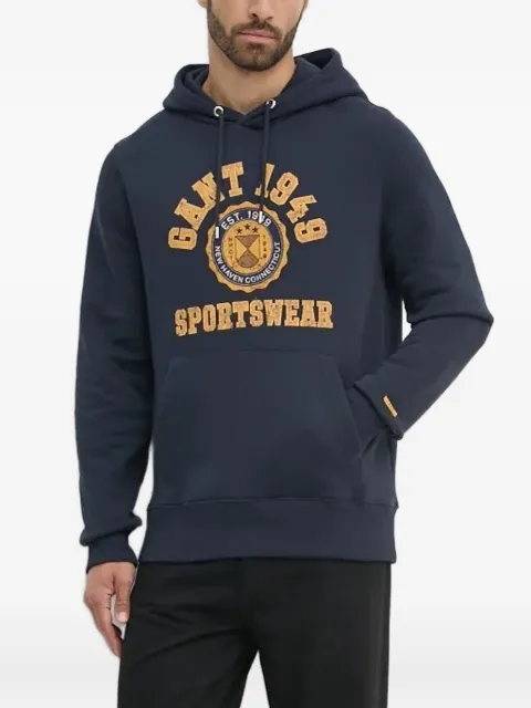 Gant logo-print hoodie Blue 2015068