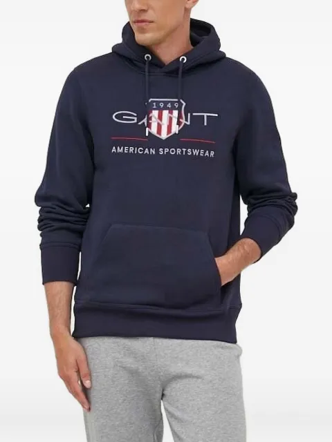 Gant logo-embroidered hoodie Blue 2047082