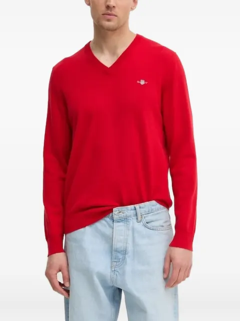 Gant V-neck logo-embroidered sweater Red 8030562