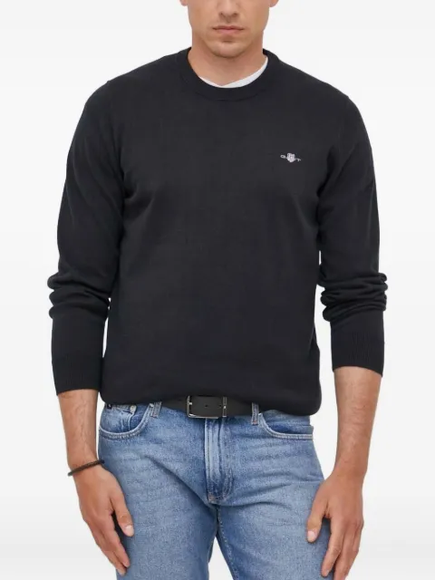 Gant logo-embroidered crew-neck sweater Black 8030561