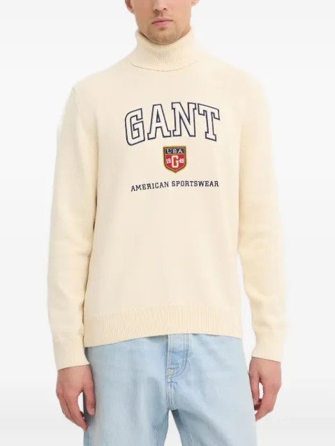 Gant logo-lettering turtleneck sweater Neutrals 8030224