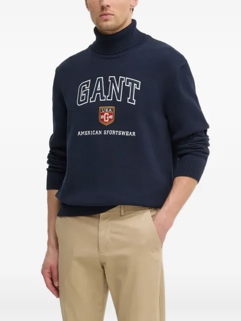 Gant logo-embellished turtleneck sweater Blue 8030224