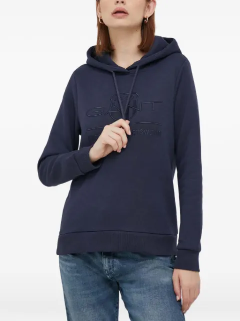 Gant logo-embroidered hoodie Blue 4203648