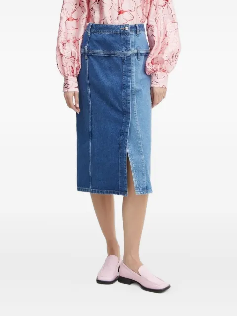 Stine Goya denim-panelled midi skirt Blue SGPS25SK0062301