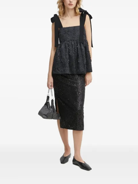 Stine Goya floral-embellished bow-detail blouse Black SGPS25T0352320