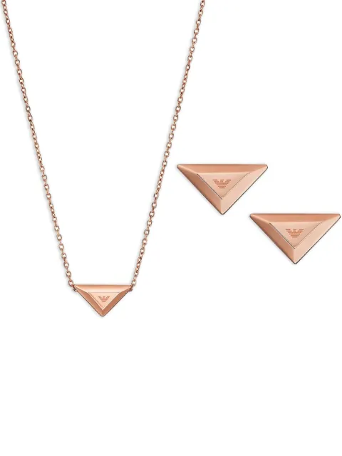Emporio Armani logo-pendant jewellery set Pink EGS3121SET