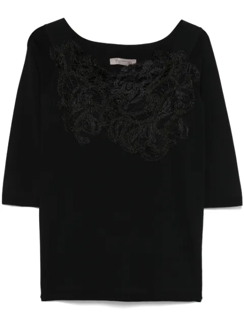 D.Exterior lace-panelling top Black 60037