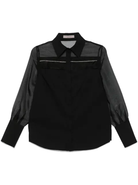 D.Exterior bead-embellished shirt Black 60608