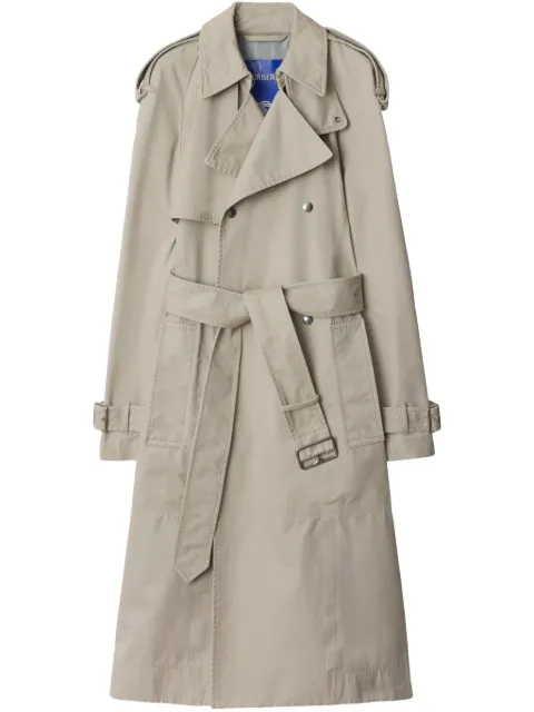 Burberry long cotton trench coat Neutrals 8105236