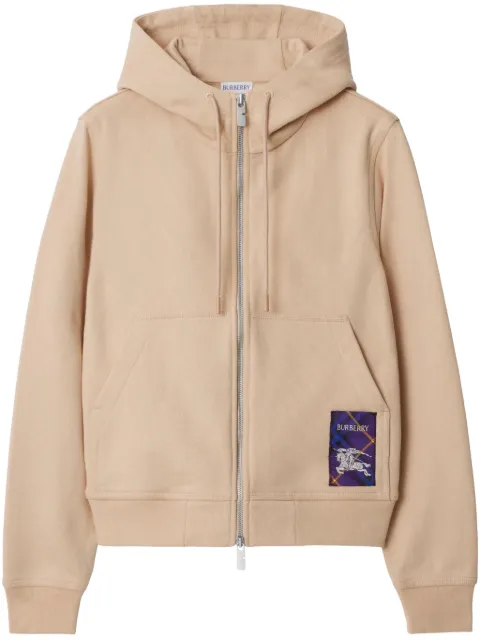 Burberry check-label cotton hoodie Neutrals 8105462