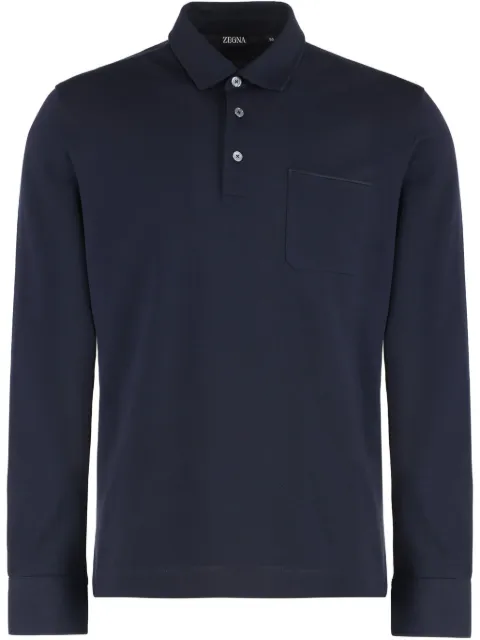 Zegna long sleeve polo shirt Blue F727UF372A9