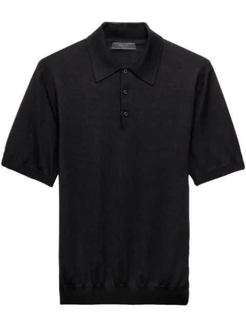 Prada fine-knit polo shirt Black UMF027SOOO0B8