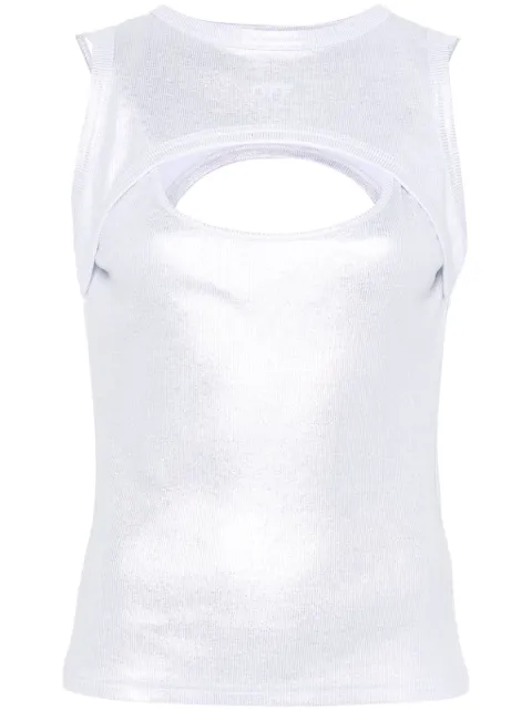 Off-White coated ribbed tank top Silver OWAD237S25JER0017201