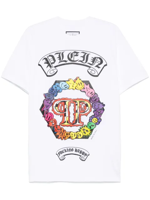 Philipp Plein smile-print shortsleeved T-shirt White SAECMTK7858PJY002N