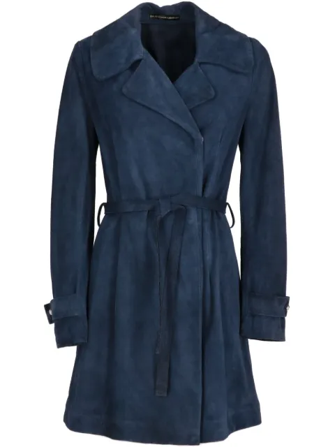 Balenciaga Pre-Owned 2010s suede coat Blue BA1100SI