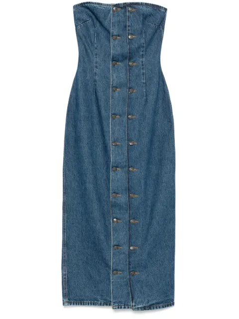 ROTATE BIRGER CHRISTENSEN button-detail denim dress Blue 1140741602