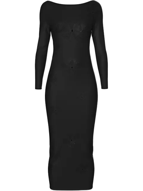 Maccapani monogram-pattern midi dress Black 25EM2M0H40065019