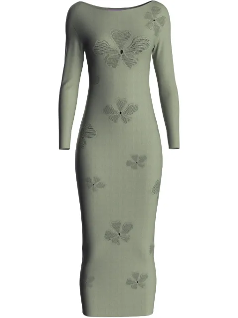 Maccapani monogram-pattern midi dress Green 25EM2M0H40065012