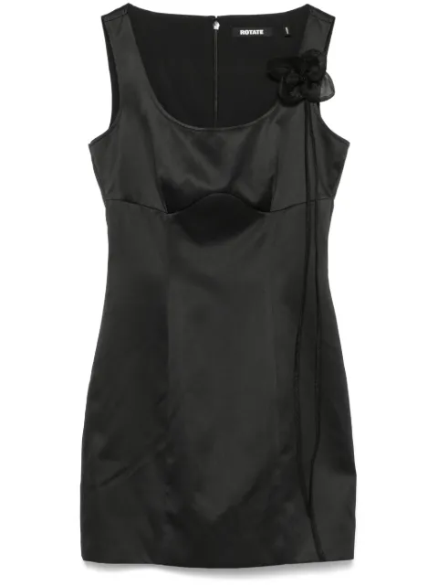 ROTATE BIRGER CHRISTENSEN floral-appliqué satin dress Black 114492100