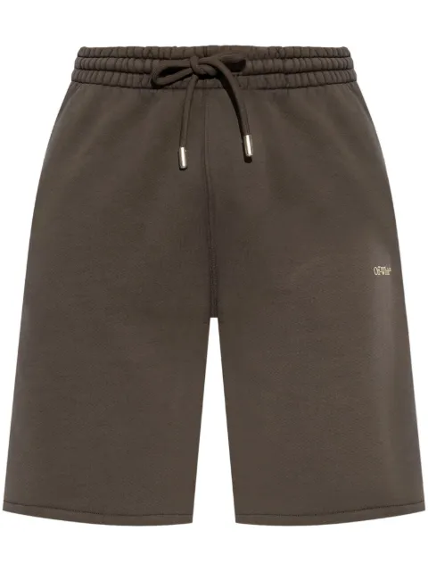 Off-White arrow-print cotton track shorts Brown OMCI013S25FLE0056E61