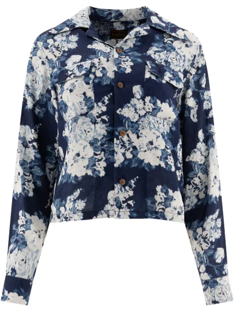 KAPITAL Champetre Discharge shirt Blue K2404LS138
