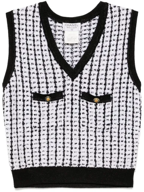 CHANEL Pre-Owned 1997 sleeveless vest sweater top Black 97PPO7928V00356M8002