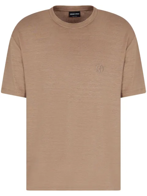 Giorgio Armani logo-embroidered T-shirt Neutrals GM001099TE13875