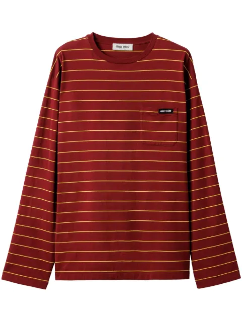 Miu Miu long-sleeved cotton T-shirt Red MJL014SOOO14RT