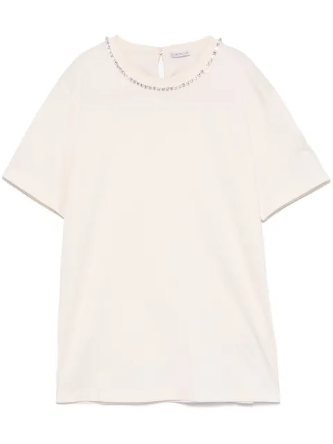 Moncler crystal-embellished T-shirt Neutrals K10938C0001289AJU