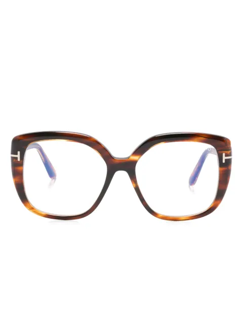 TOM FORD Eyewear tortoiseshell-effect square-frame glasses Brown TF6043B