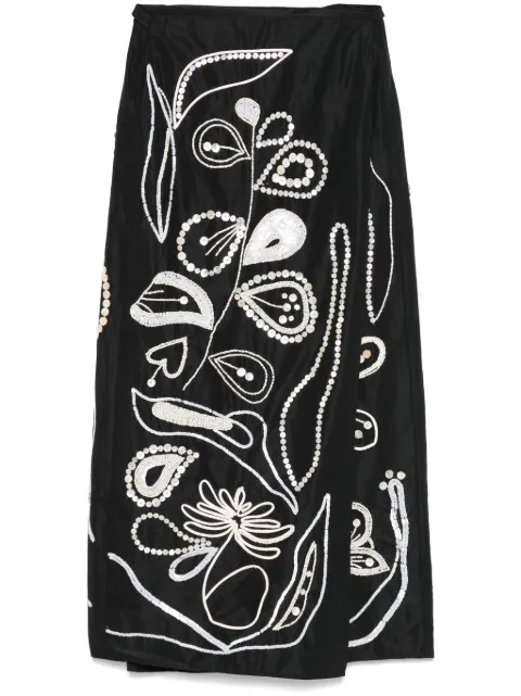 Forte Forte embroidered taffeta midi skirt Black 13533MYSKIRT