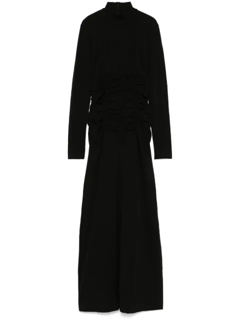 BITE Studios high-neck ruched gown Black 1147290999