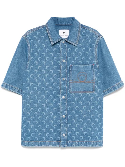 Marine Serre Moon Laser denim shirt Blue MSI017ACDEN0002