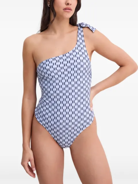 Karl Lagerfeld one-shoulder monogram swimsuit Blue A1W460431PM