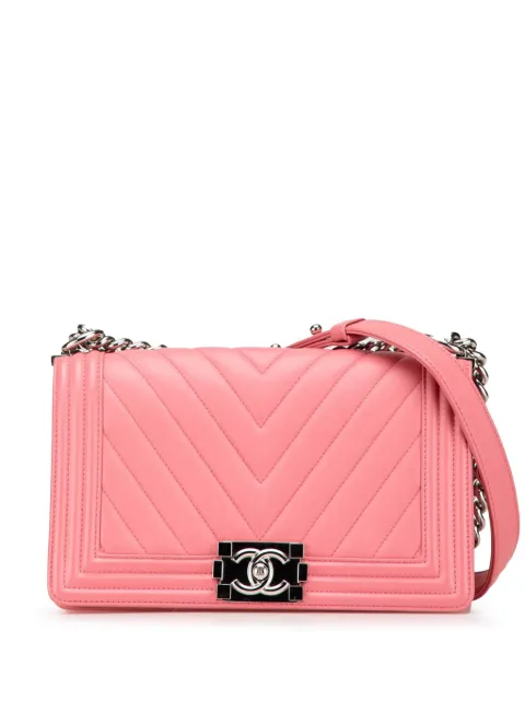 CHANEL Pre-Owned 2016-2017 Medium Chevron Lambskin Boy Flap crossbody bag Pink OP9N9IVVXU29NPQ2