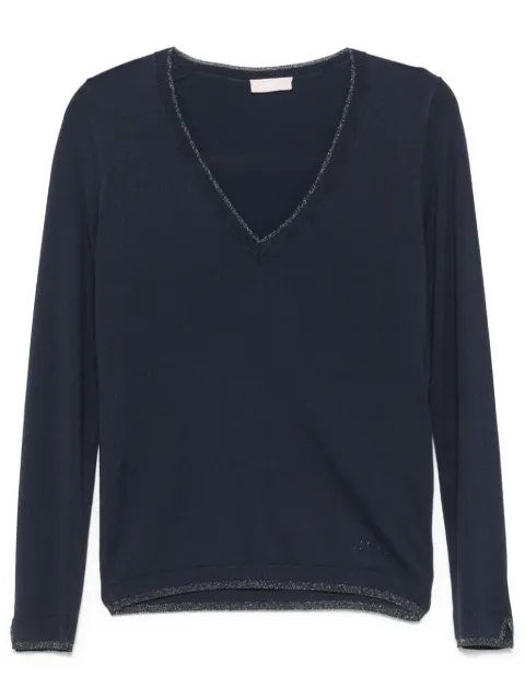 LIU JO lurex-detail top Blue WXX053MS49I