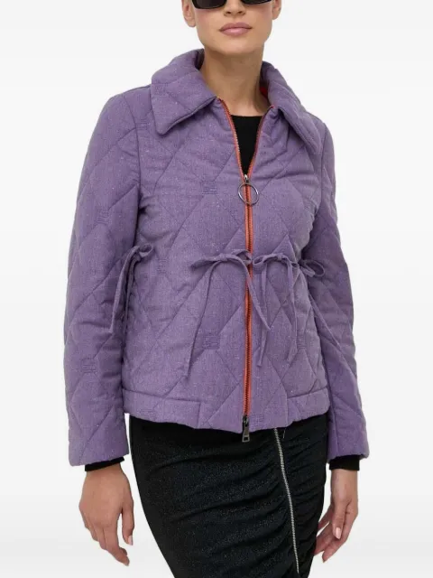 Beatrice B quilted ribbon-detail jacket Purple 23FA2552