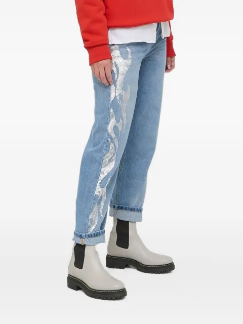 Beatrice B rhinestone-embellished cotton jeans Blue 22FA1694