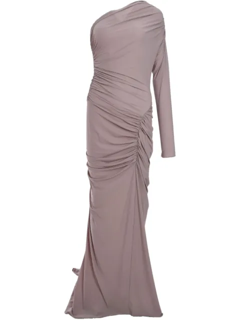 Atlein one-sleeve ruched gown Purple R75231