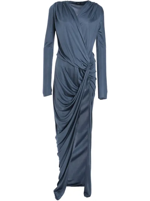 Atlein V-neck draped maxi dress Blue RA26