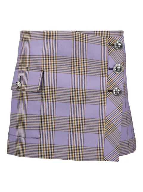 Rabanne checked pleated skirt Purple 25PCJU033LA0337