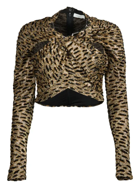 Rabanne animal-print long-sleeve top Brown 25PJTO057VI0403