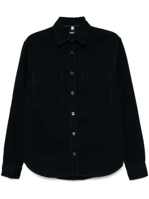 BOSS logo-embroidered shirt Blue 50534540