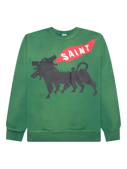 SAINT MXXXXXX three-headed dog-print sweatshirt Green SMA230000021