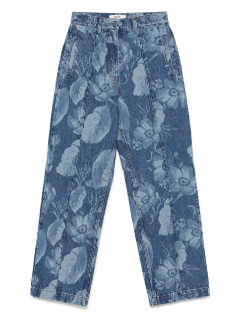 FENDI Sea Garden-print jeans Blue FLP868ASMD